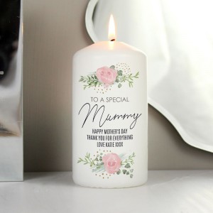 Personalised Abstract Rose Pillar Candle