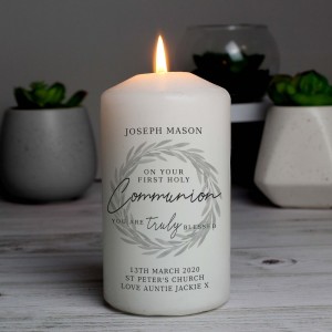 
                            Personalised "Truly Blessed" First Holy Communion Pillar Candle