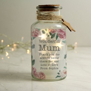 
                            Personalised Floral Watercolour LED Glass Jar