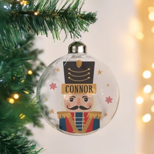 
                            Personalised Nutcracker Christmas Glass Bauble