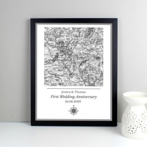 
                            Personalised 1805 - 1874 Old Series Map Compass Black Framed Print