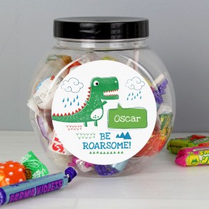 
                            Personalised "Be Roarsome" Dinosaur Sweet Jar
