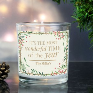 Personalised "Wonderful Time of The Year" Christmas Scented Jar Candle