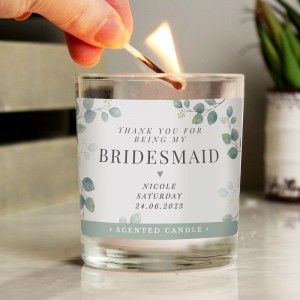 
                            Personalised Botanical Thank You Wedding Party Jar Candle