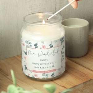 
                            Personalised Floral Large Scented Jar Candle