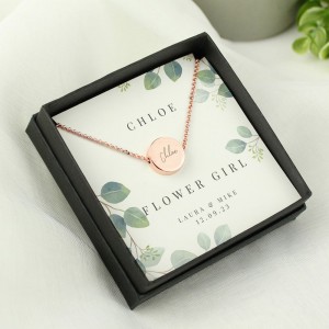
                            Personalised Botanical Sentiment Rose Gold Tone Necklace and Box