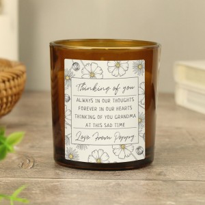 
                            Personalised Floral Amber Glass Candle
