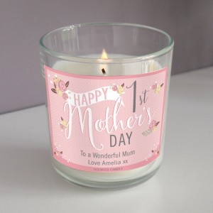 
                            Personalised Floral Bouquet 1st Mothers Day Jar Candle