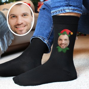 
                            Personalised Photo Upload Elf Christmas Socks