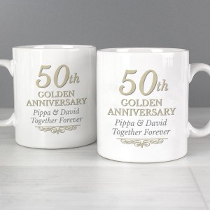 
                            Personalised 50th Golden Anniversary Mug Set