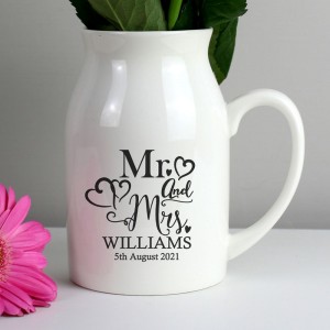 Personalised Mr & Mrs Flower Jug