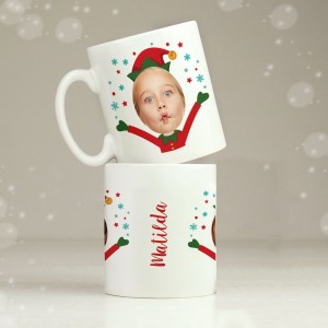 
                            Personalised Photo Upload Christmas Elf Mug