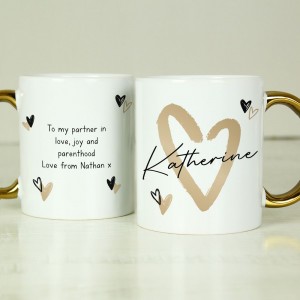 
                            Personalised Hearts Gold Handled Mug