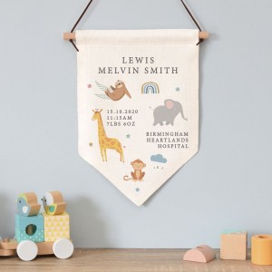 Personalised Safari Animals Hanging Banner