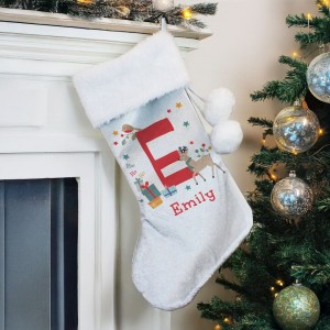 
                            Personalised Initial Reindeer Christmas Stocking