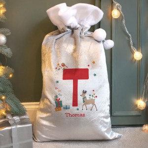 
                            Personalised Initial Reindeer Christmas Sack