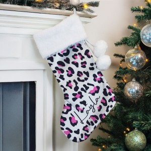 
                            Personalised Leopard Print Christmas Stocking