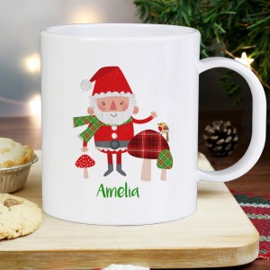 
                            Personalised Christmas Toadstool Santa Plastic Mug