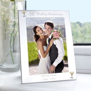 
                            Personalised Silver 5x7 50th Wedding Anniversary Photo Frame