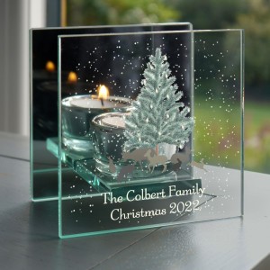 
                            Personalised A Winter's Night Mirrored Glass Tea Light Candle Holder