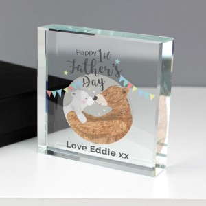 
                            Personalised 1st Father's Day Daddy Bear Crystal Token