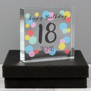 
                            Personalised Birthday Colour Confetti Large Crystal Token