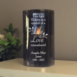 
                            Personalised Life & Love Memorial Smoked LED Candle