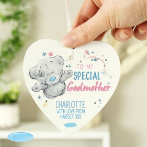 
                            Personalised Me to You Godmother Wooden Heart Decoration