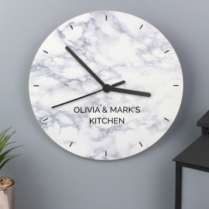 
                            Personalised Marble Effect Wooden Clock
