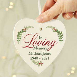 
                            Personalised In Loving Memory Wooden Heart Decoration