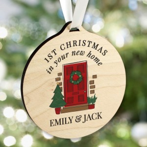 
                            Personalised New Home Round Wooden Decoration