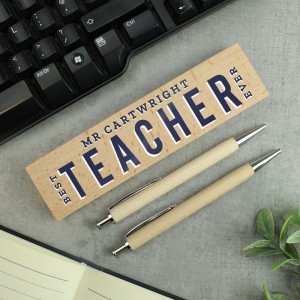 
                            Personalised Best Teacher Wooden Pen and Pencil Set