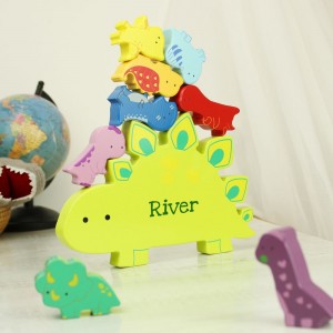 
                            Personalised Name Only Wooden Dinosaur Stacker Toy