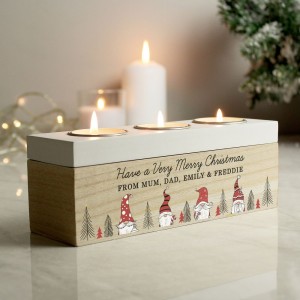 
                            Personalised Gonk Christmas Triple Tea Light Box