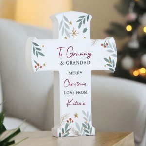 
                            Personalised Christmas Wooden Cross Ornament