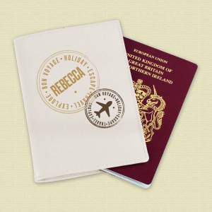 
                            Personalised Stamped Cream Passport Holder