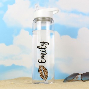 Personalised Leopard Lips Water Bottle