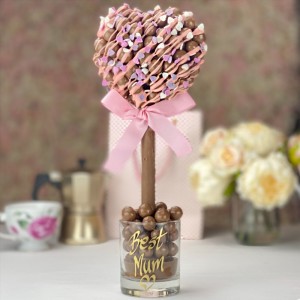 Personalised Malteser Heart with Pink Drizzle & Heart Sprinkles - 35cm