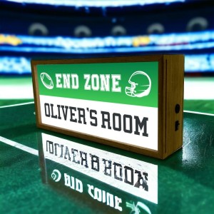 Personalised Wall Mountable Or Self Standing Wooden Light Box Sign - End Zone Football
