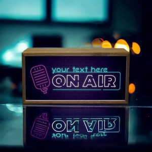 
                            Personalised Wall Mountable Or Self Standing Wooden Light Box Sign - On Air Studio