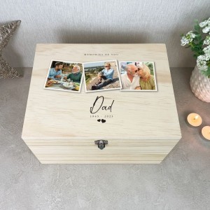 
                            Personalised Wooden Memorial Photo Keepsake Memory Box - 36cm 