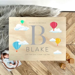 
                            Personalised Hot Air Balloon New Baby Keepsake Box - 36cm