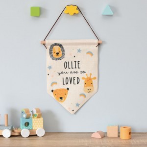 
                            Personalised You Are So Loved Safari Animals Hanging Banner