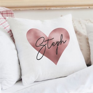 
                            Personalised Name Only Rose Gold Heart Cushion