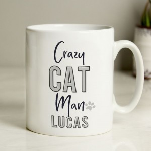 Personalised Crazy Cat Man Mug