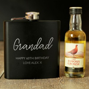 
                            Personalised Free Text Hipflask and Whiskey Miniature Set
