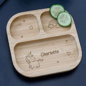 Personalised Unicorn Bamboo Suction Plate & Spoon