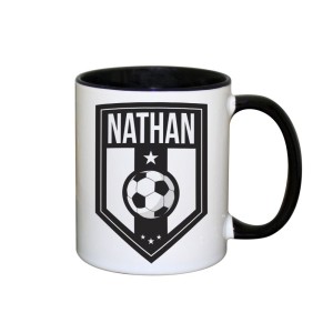 
                            Personalised Football Badge Black Handled Mug