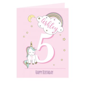 
                            Personalised Baby Unicorn Birthday Age Card