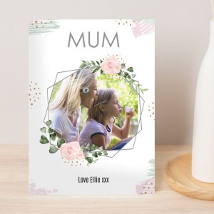 
                            Personalised Floral Abstract Photo Upload Card